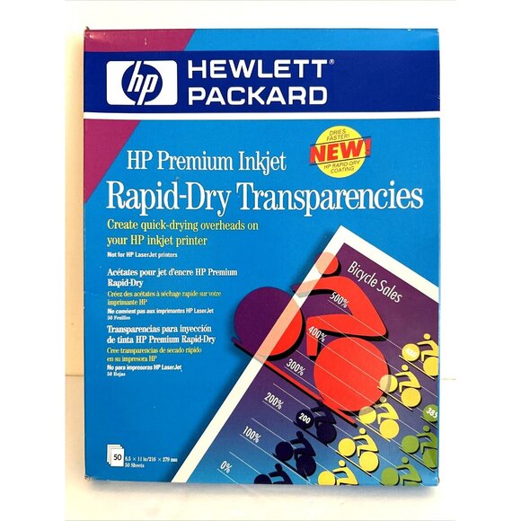 HP Premium Inkjet Rapid-Dry Transparencies 50 Sheets 8.5" x 11" C6051A - SEALED - Picture 1 of 6
